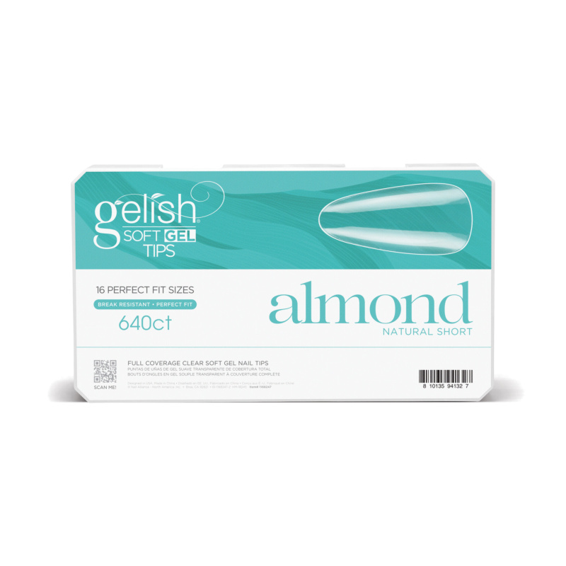 Gelish Soft Gel Tips - Almond Natural Short - 640ct